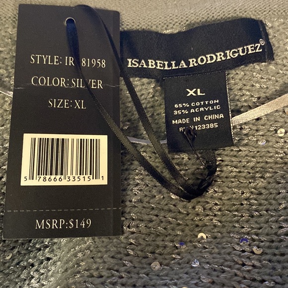 Isabella Rodriguez Gray Sequins Bolero Half Sleeved Sweater Cardigan Size XL NWT - Picture 4 of 4